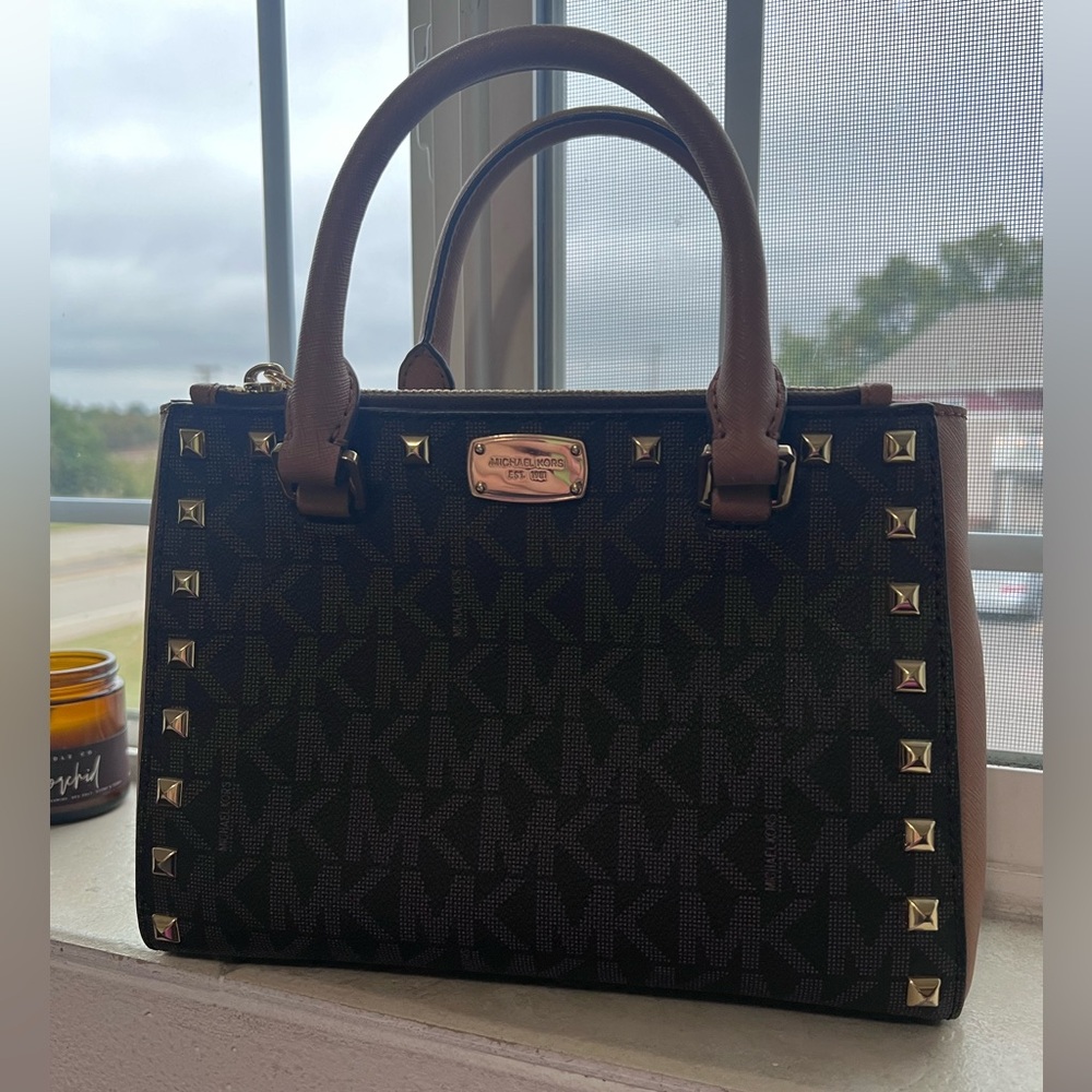 Michael Kors Leather Handbag with Gold Accents